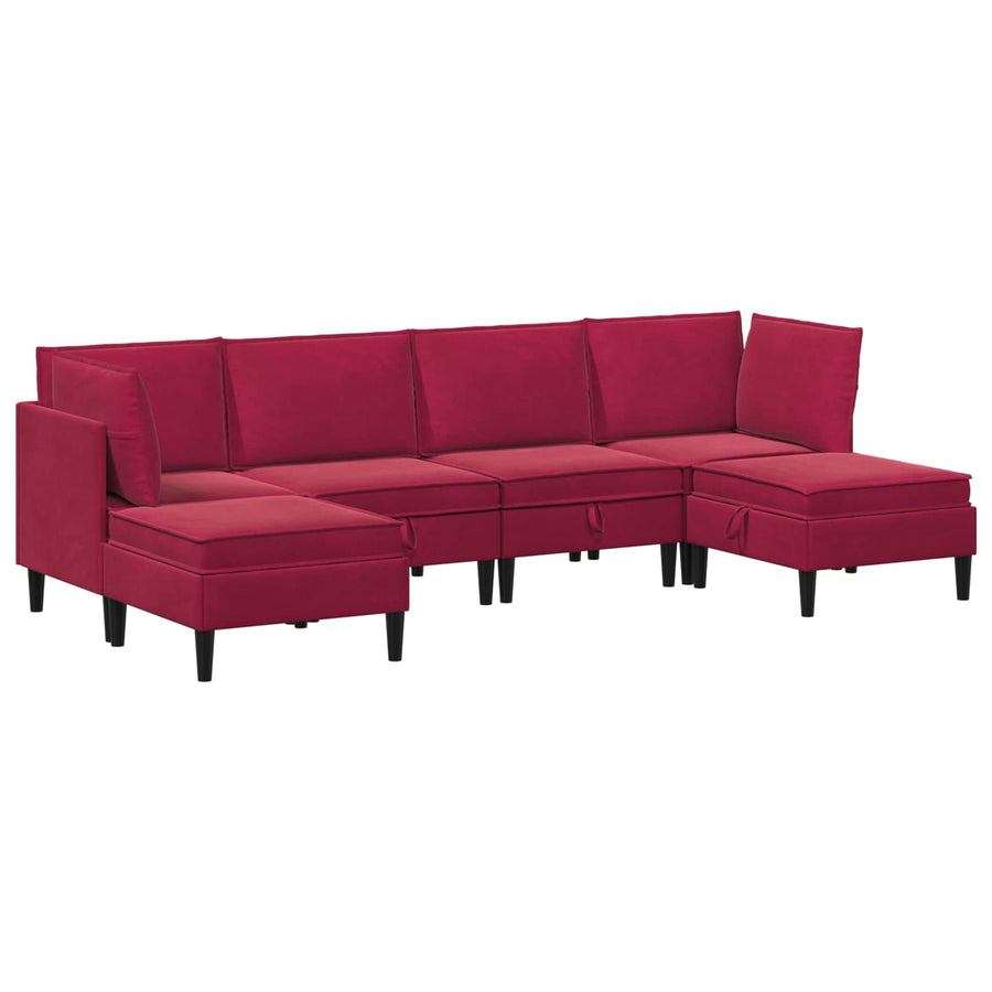 Woonkamer Meubelset met kussen 6 pcs Wijnrood Fluweel