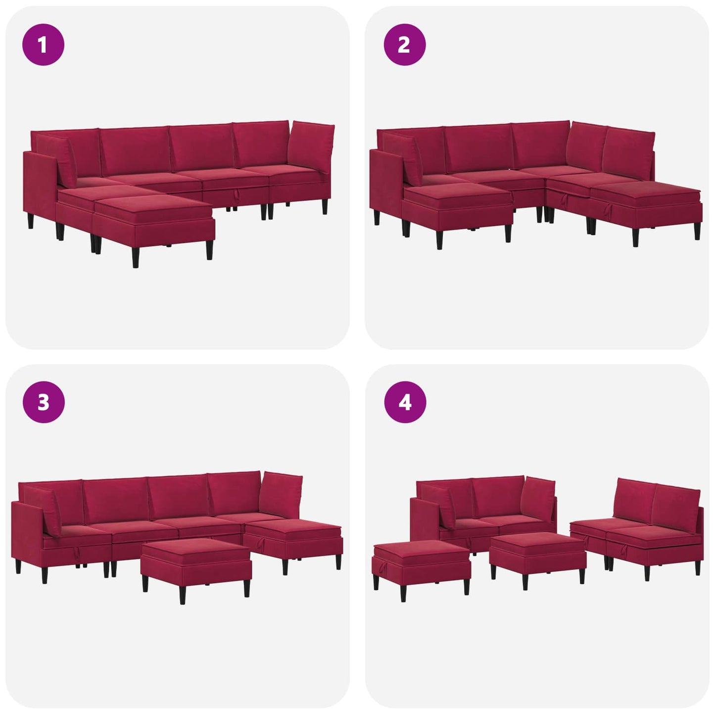 Woonkamer Meubelset met kussen 6 pcs Wijnrood Fluweel