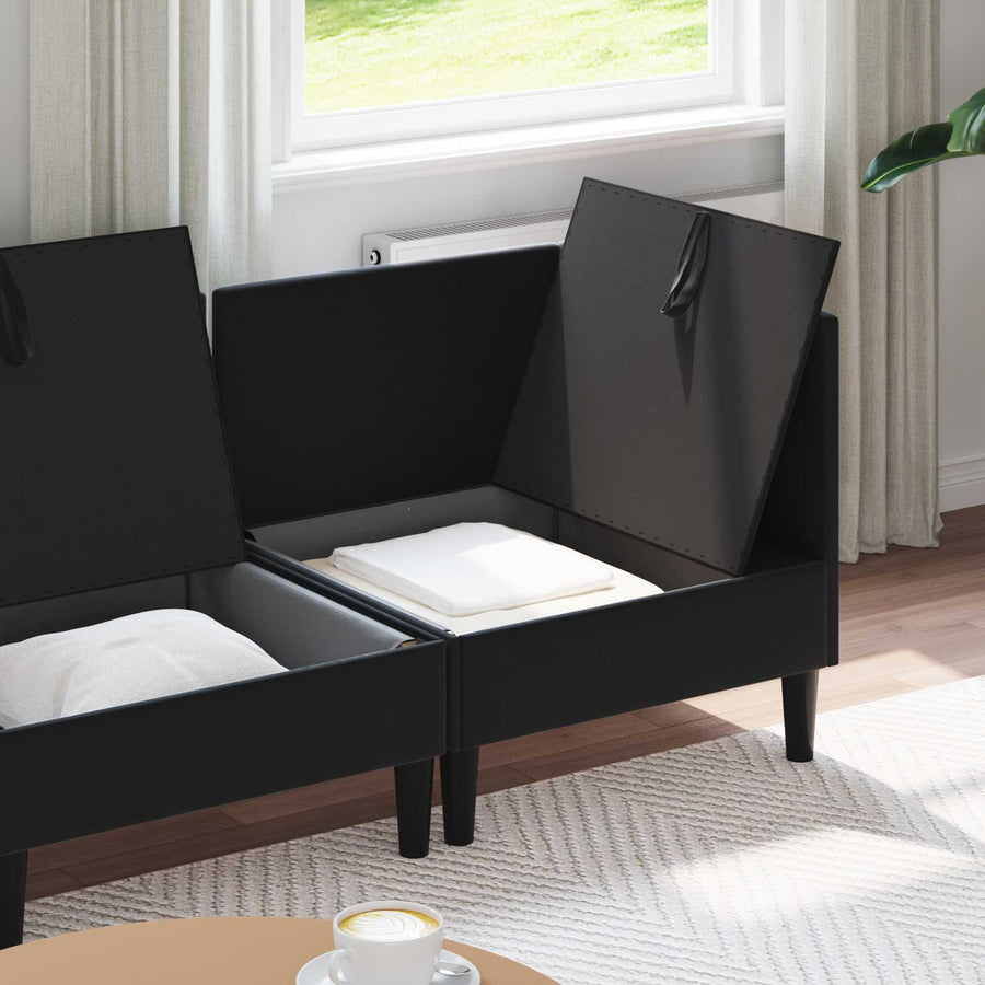 Woonkamer Meubelset met kussen met opslag 3 pcs Zwart Fluweel