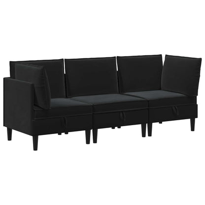 Woonkamer Meubelset met kussen met opslag 3 pcs Zwart Fluweel