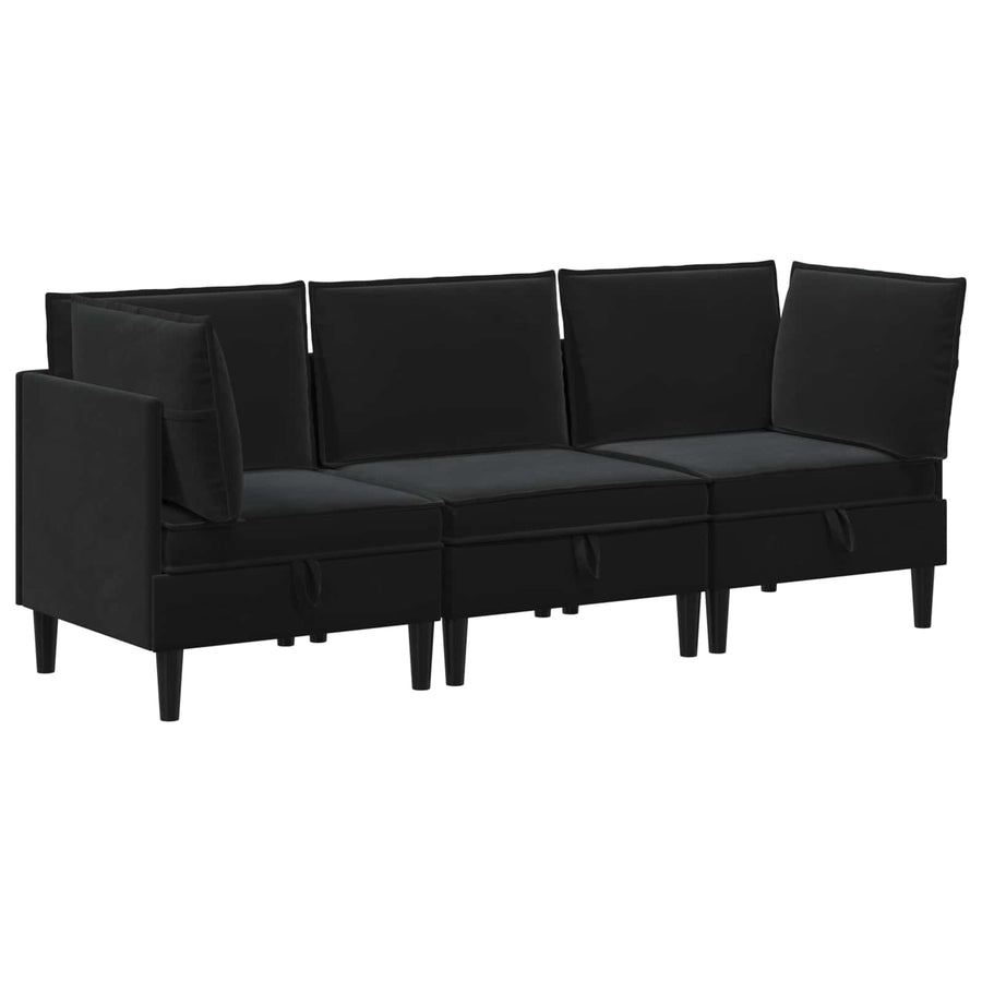 Woonkamer Meubelset met kussen met opslag 3 pcs Zwart Fluweel