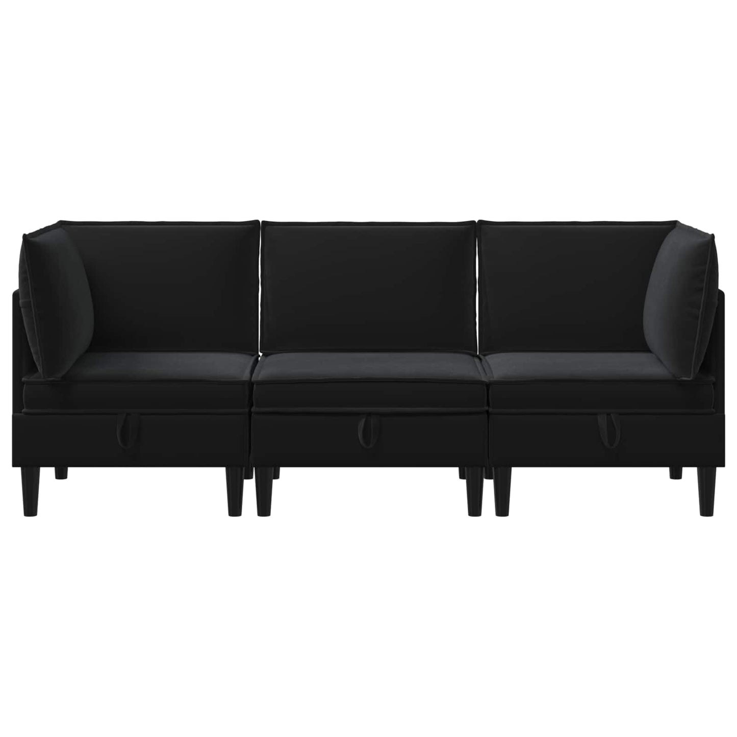 Woonkamer Meubelset met kussen met opslag 3 pcs Zwart Fluweel