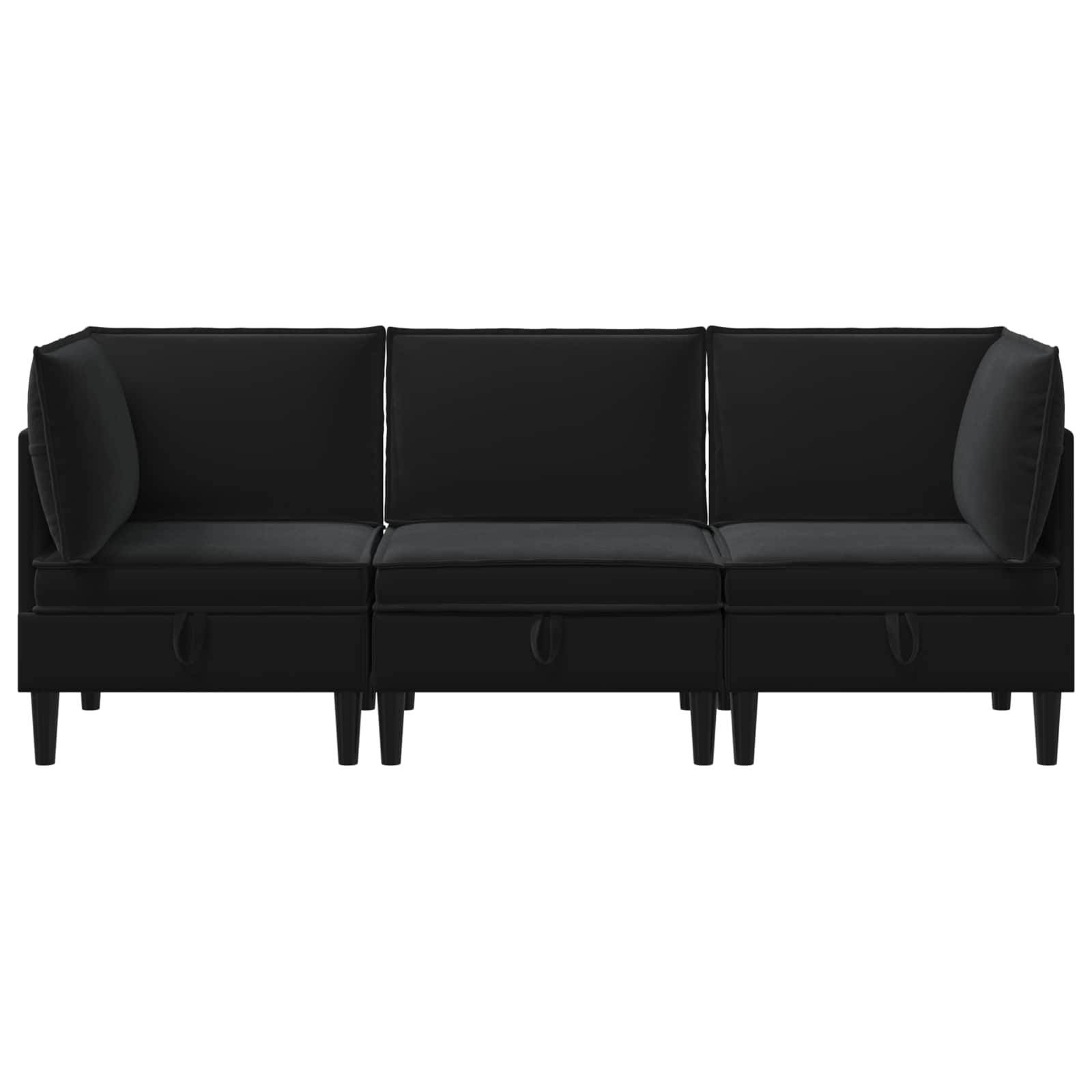 Woonkamer Meubelset met kussen met opslag 3 pcs Zwart Fluweel