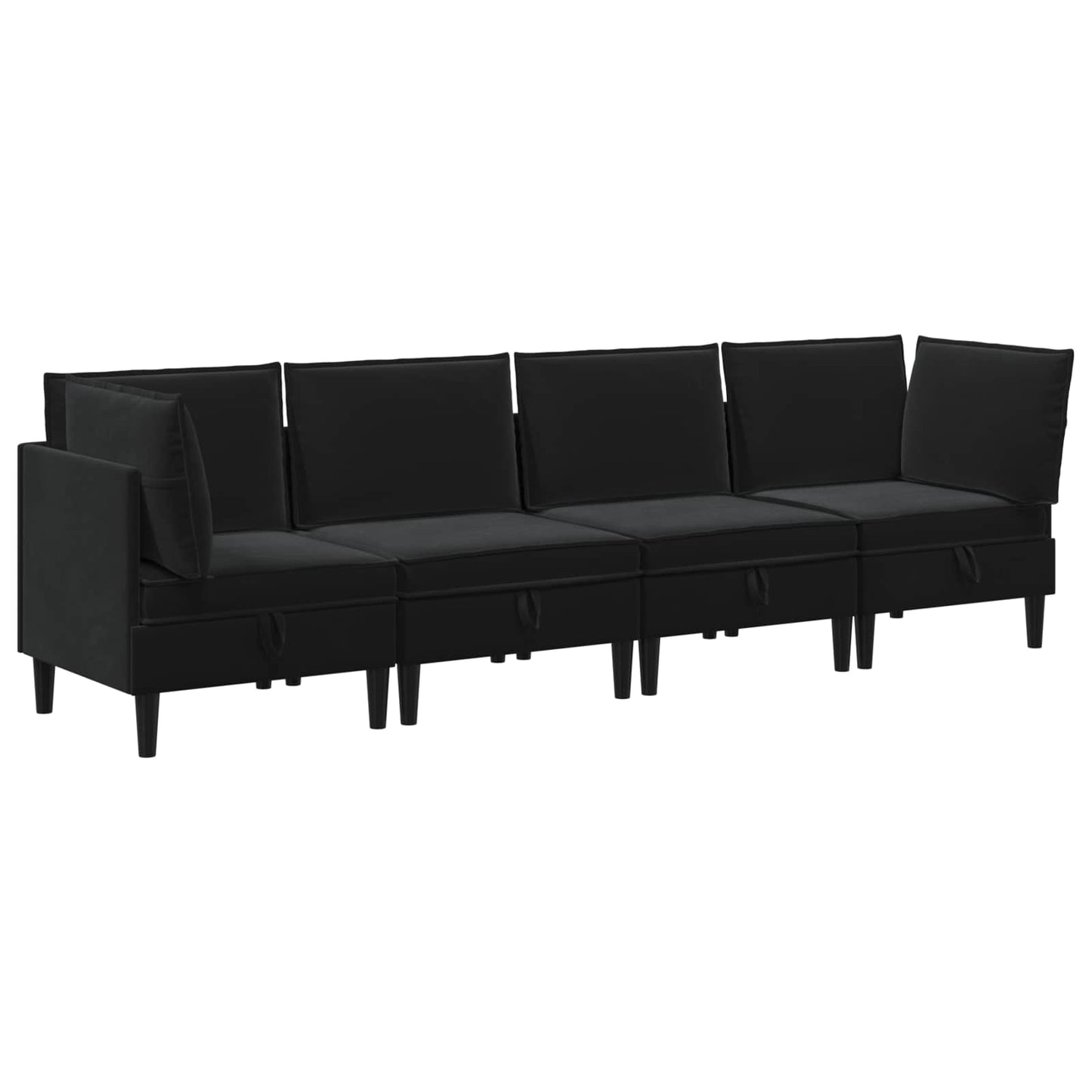 Woonkamer Meubelset met kussen met opslag 4 pcs Zwart Fluweel
