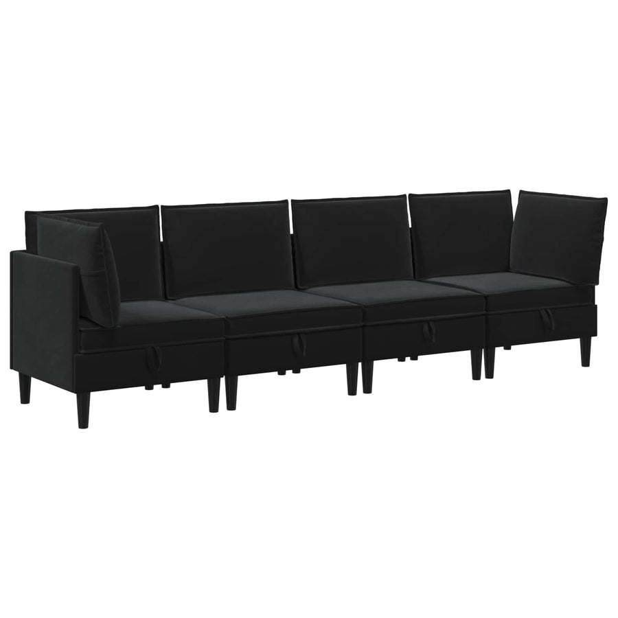 Woonkamer Meubelset met kussen met opslag 4 pcs Zwart Fluweel