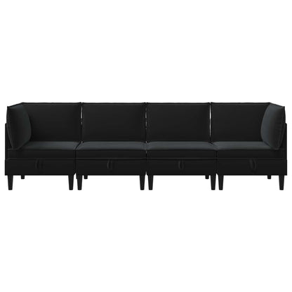 Woonkamer Meubelset met kussen met opslag 4 pcs Zwart Fluweel