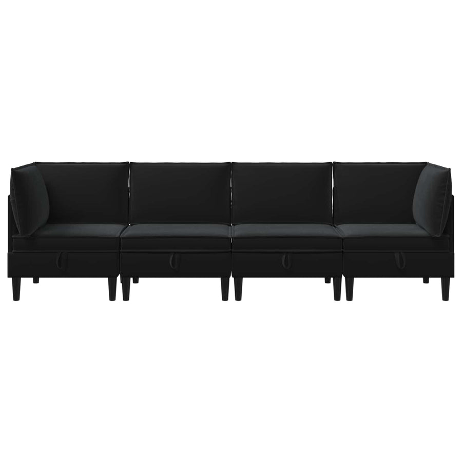 Woonkamer Meubelset met kussen met opslag 4 pcs Zwart Fluweel