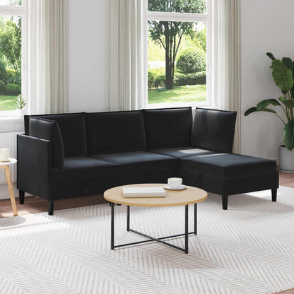 Woonkamer Meubelset met kussen met opslag 4 pcs Zwart Fluweel