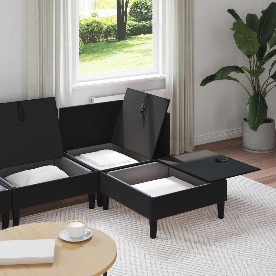 Woonkamer Meubelset met kussen met opslag 4 pcs Zwart Fluweel
