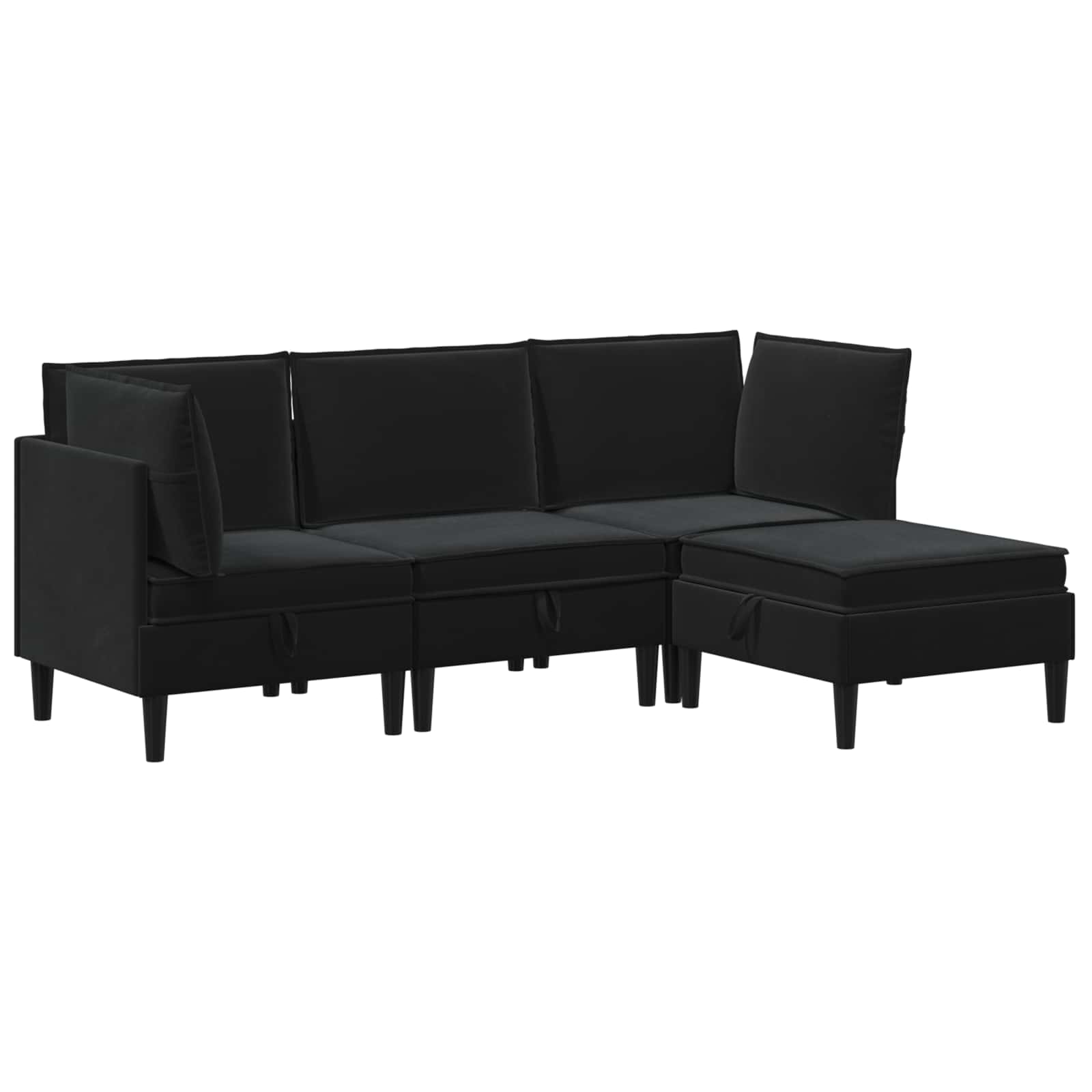 Woonkamer Meubelset met kussen met opslag 4 pcs Zwart Fluweel