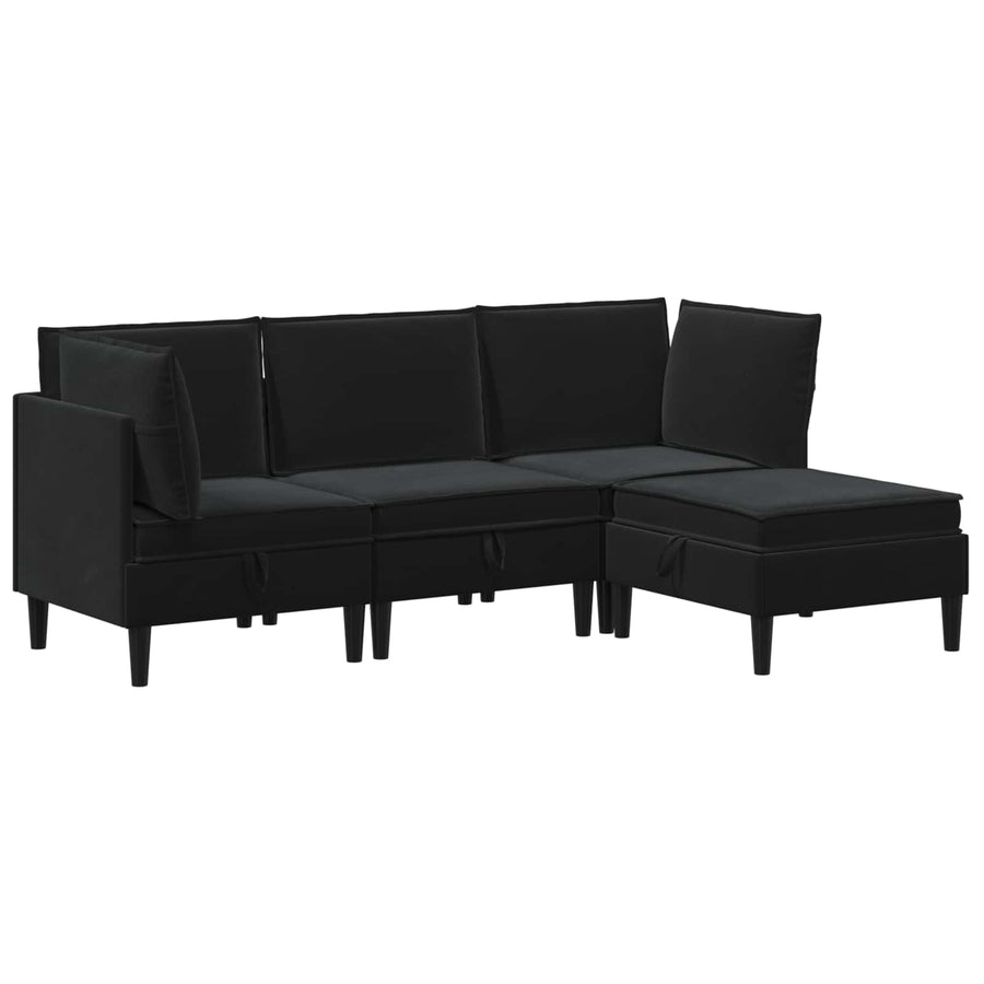 Woonkamer Meubelset met kussen met opslag 4 pcs Zwart Fluweel