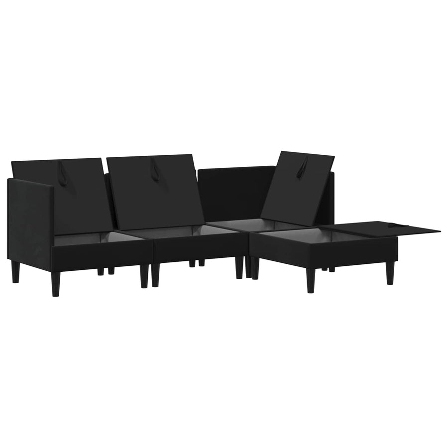 Woonkamer Meubelset met kussen met opslag 4 pcs Zwart Fluweel
