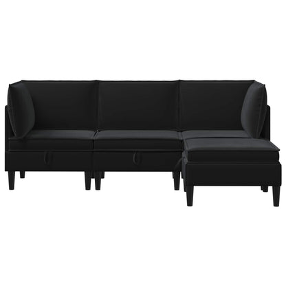 Woonkamer Meubelset met kussen met opslag 4 pcs Zwart Fluweel