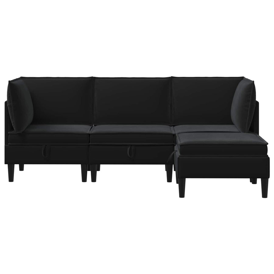 Woonkamer Meubelset met kussen met opslag 4 pcs Zwart Fluweel