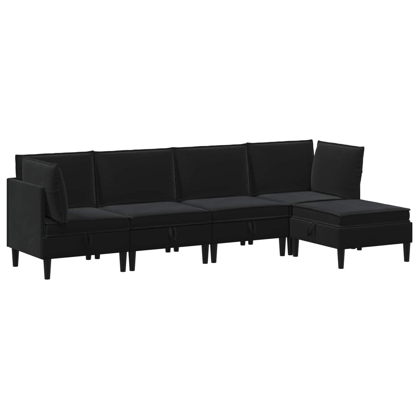 Woonkamer Meubelset met kussen met opslag 5 pcs Zwart Fluweel