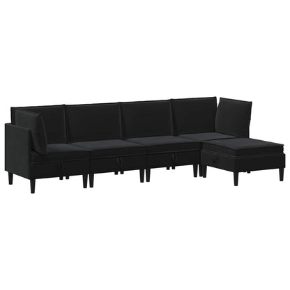 Woonkamer Meubelset met kussen met opslag 5 pcs Zwart Fluweel