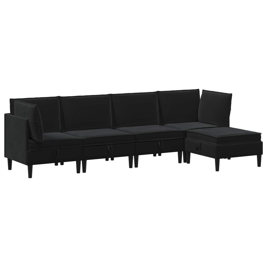 Woonkamer Meubelset met kussen met opslag 5 pcs Zwart Fluweel