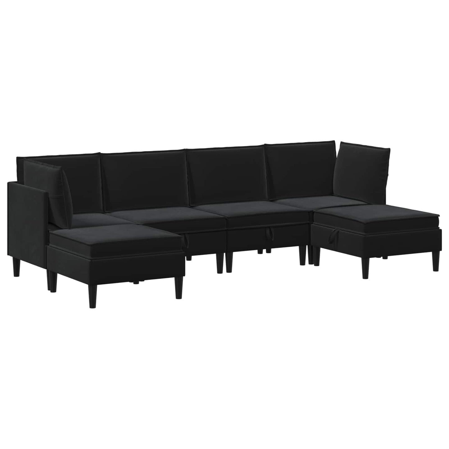 Woonkamer Meubelset met kussen met opslag 6 pcs Zwart Fluweel