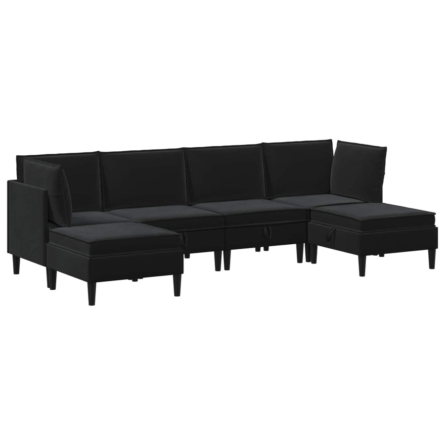 Woonkamer Meubelset met kussen met opslag 6 pcs Zwart Fluweel