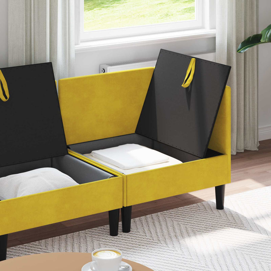 Woonkamer Meubelset met kussen met opslag 4 pcs Geel Fluweel