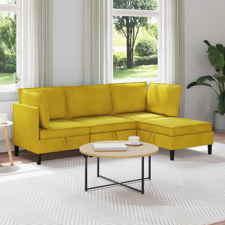 Woonkamer Meubelset met kussen met opslag 4 pcs Geel Fluweel