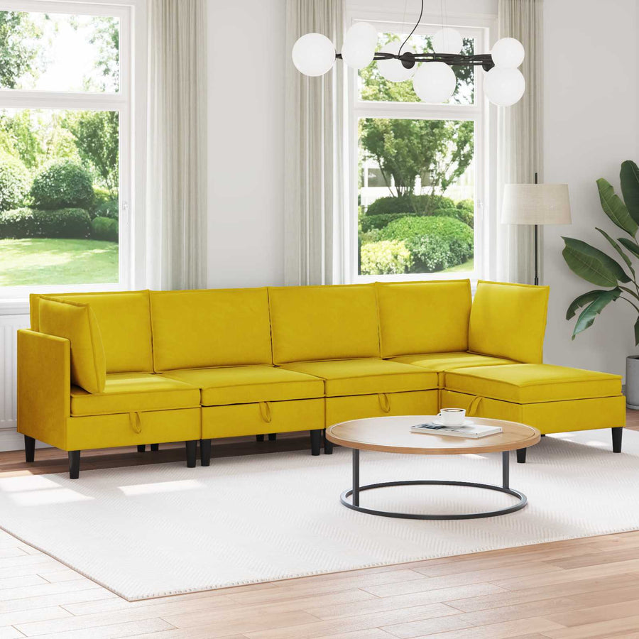 Woonkamer Meubelset met kussen met opslag 5 pcs Geel Fluweel