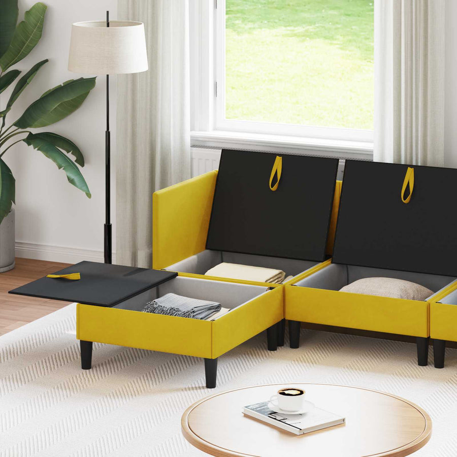 Woonkamer Meubelset met kussen met opslag 5 pcs Geel Fluweel