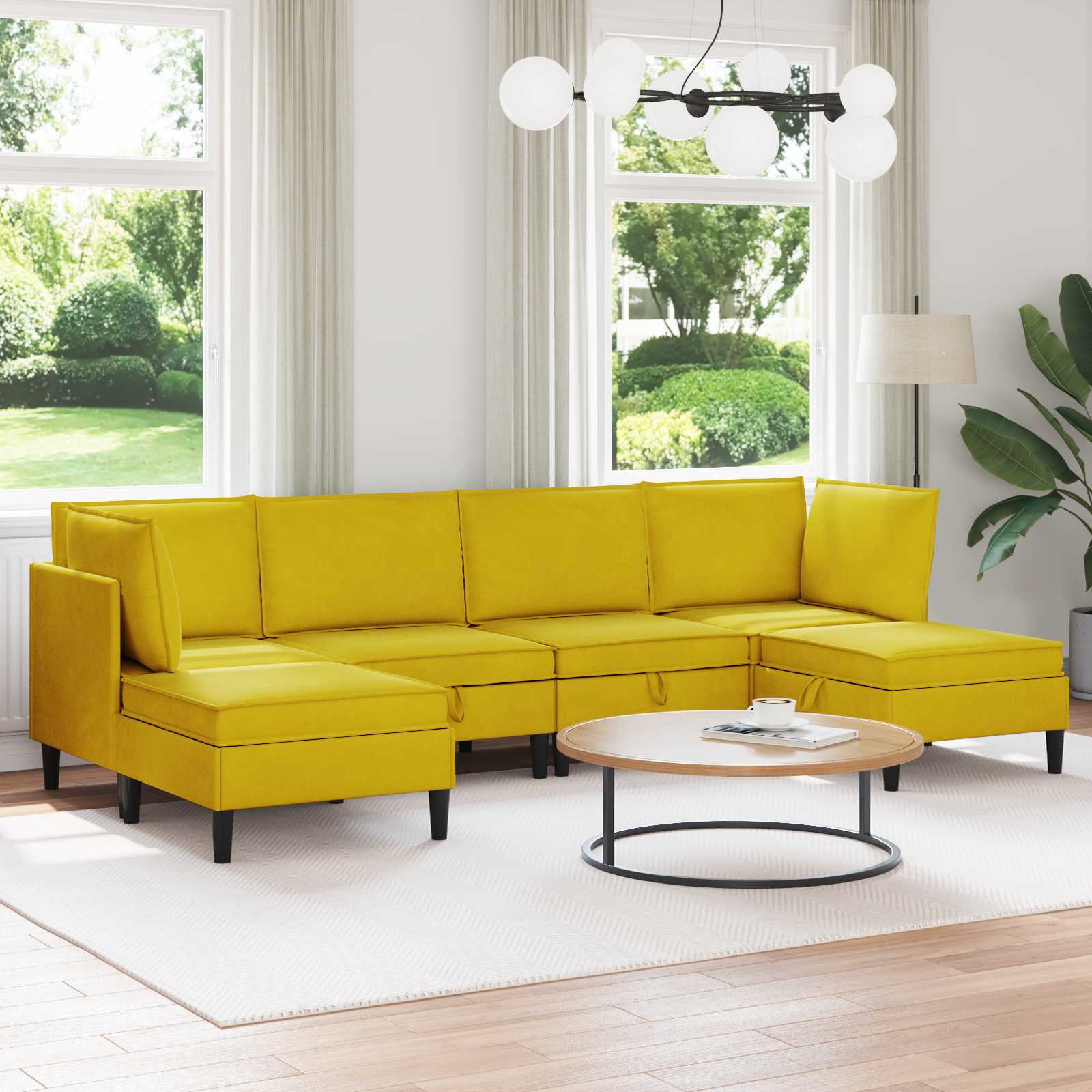 Woonkamer Meubelset met kussen met opslag 6 pcs Geel Fluweel