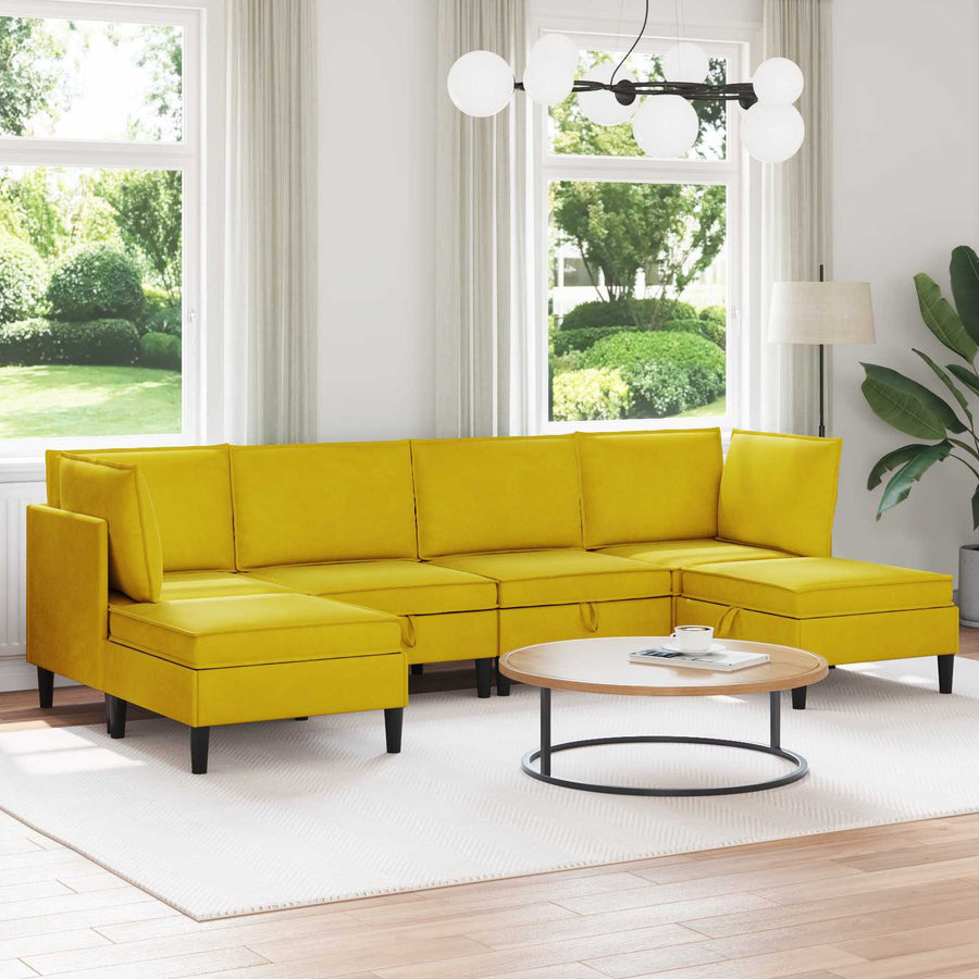 Woonkamer Meubelset met kussen met opslag 6 pcs Geel Fluweel