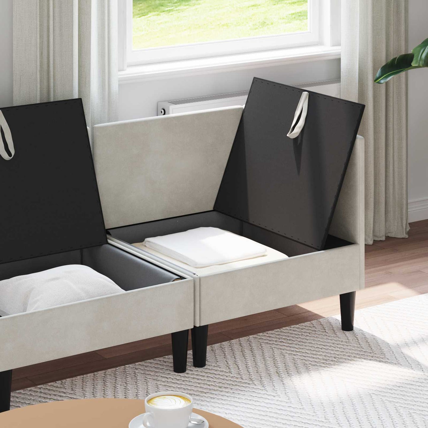 Woonkamer Meubelset met kussen 3 pcs Crèmekleurig Fluweel