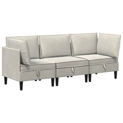 Woonkamer Meubelset met kussen 3 pcs Crèmekleurig Fluweel