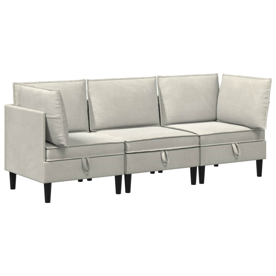 Woonkamer Meubelset met kussen 3 pcs Crèmekleurig Fluweel