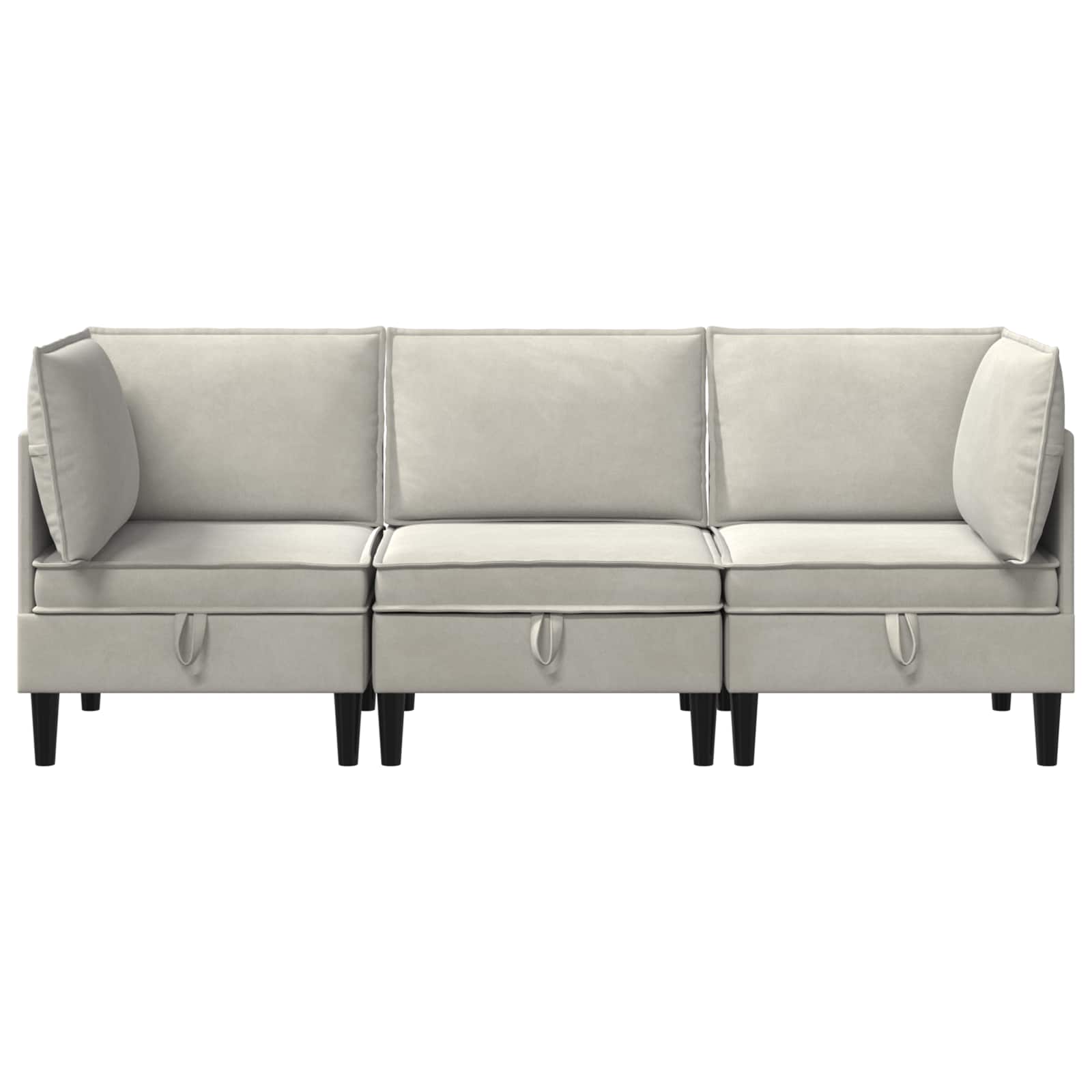 Woonkamer Meubelset met kussen 3 pcs Crèmekleurig Fluweel