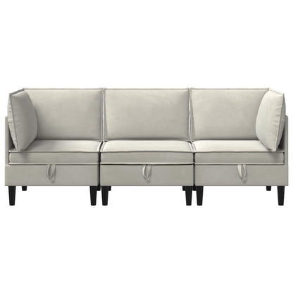 Woonkamer Meubelset met kussen 3 pcs Crèmekleurig Fluweel