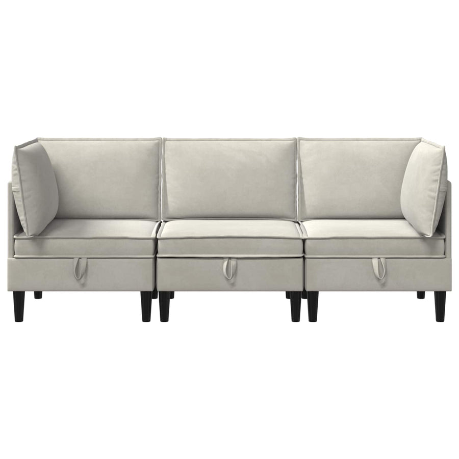 Woonkamer Meubelset met kussen 3 pcs Crèmekleurig Fluweel