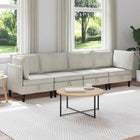 Living Room Sofa Set with Cushion 4 pcs Cream Velvet