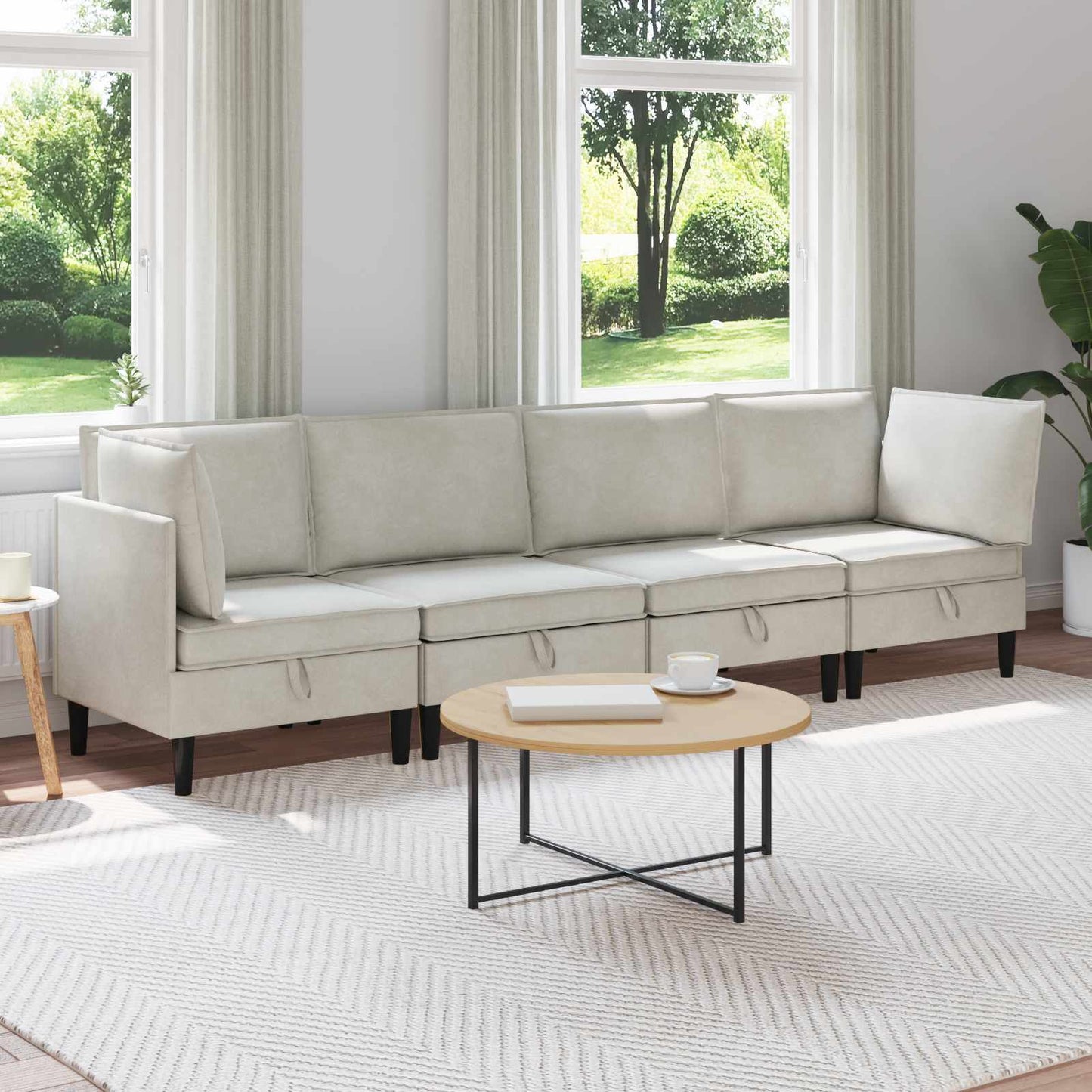 Woonkamer Meubelset met kussen 4 pcs Crèmekleurig Fluweel