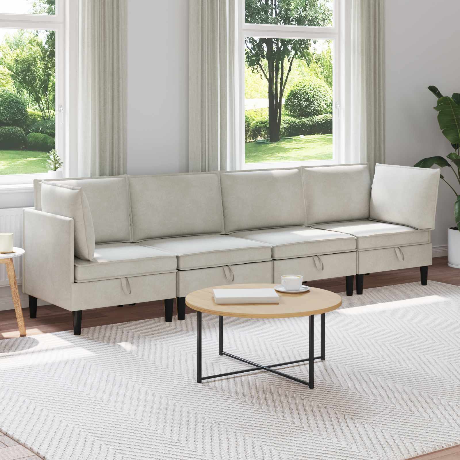 Woonkamer Meubelset met kussen 4 pcs Crèmekleurig Fluweel