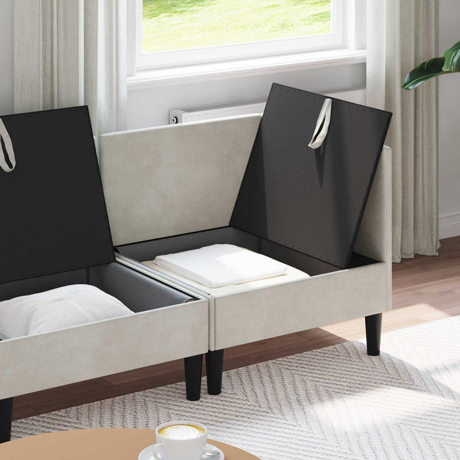 Woonkamer Meubelset met kussen 4 pcs Crèmekleurig Fluweel
