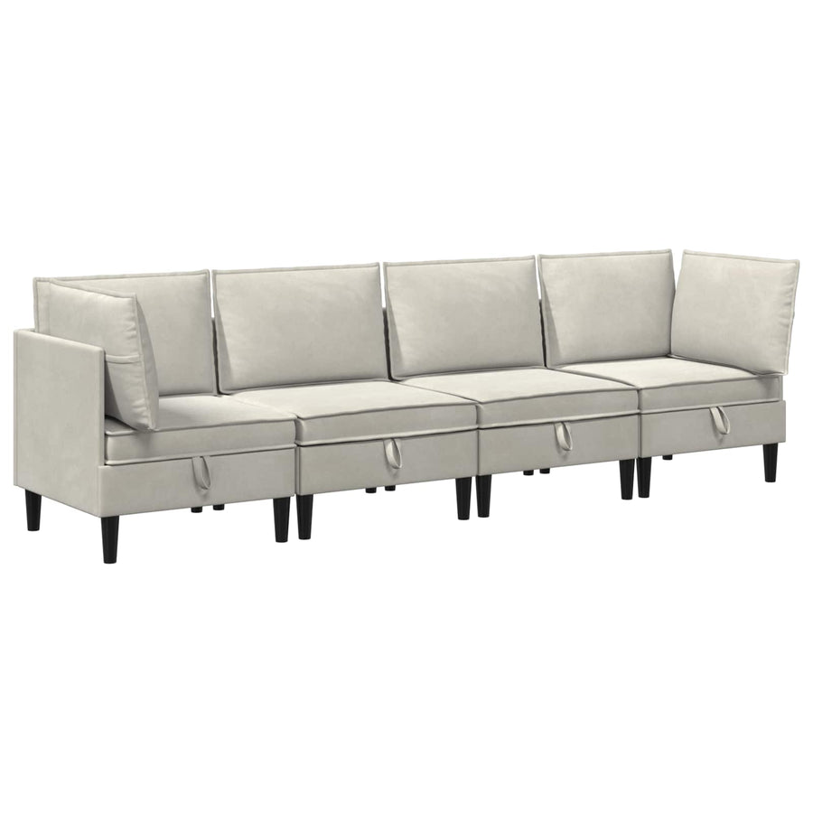 Woonkamer Meubelset met kussen 4 pcs Crèmekleurig Fluweel