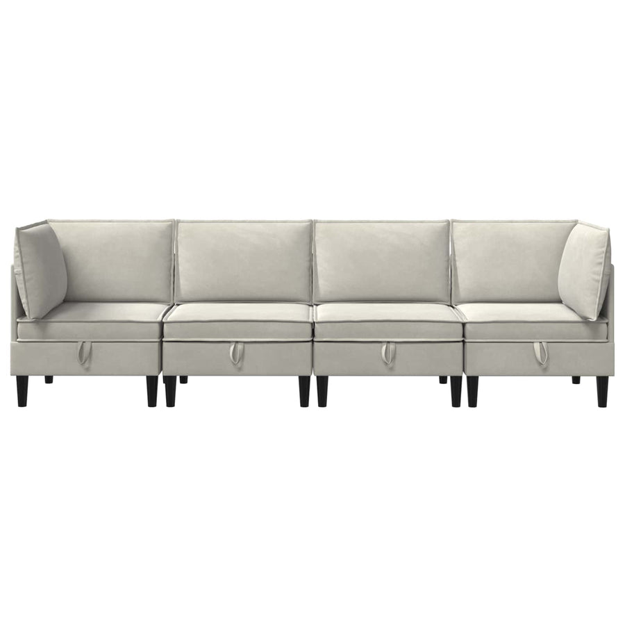 Woonkamer Meubelset met kussen 4 pcs Crèmekleurig Fluweel