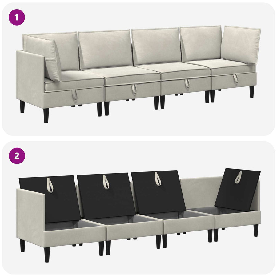 Woonkamer Meubelset met kussen 4 pcs Crèmekleurig Fluweel