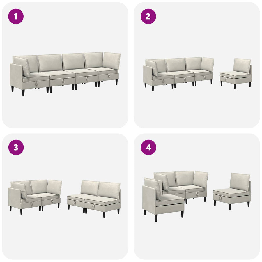 Woonkamer Meubelset met kussen 4 pcs Crèmekleurig Fluweel