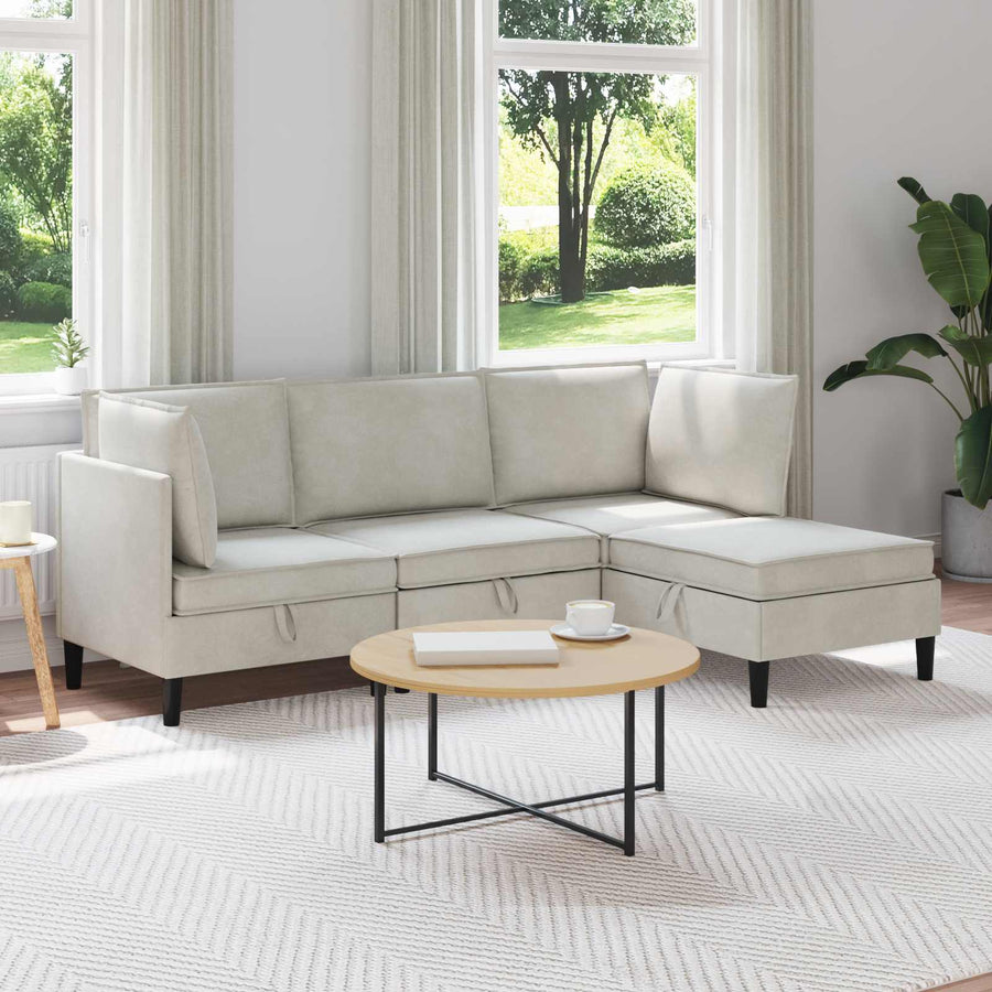 Woonkamer Meubelset met kussen 4 pcs Crèmekleurig Fluweel