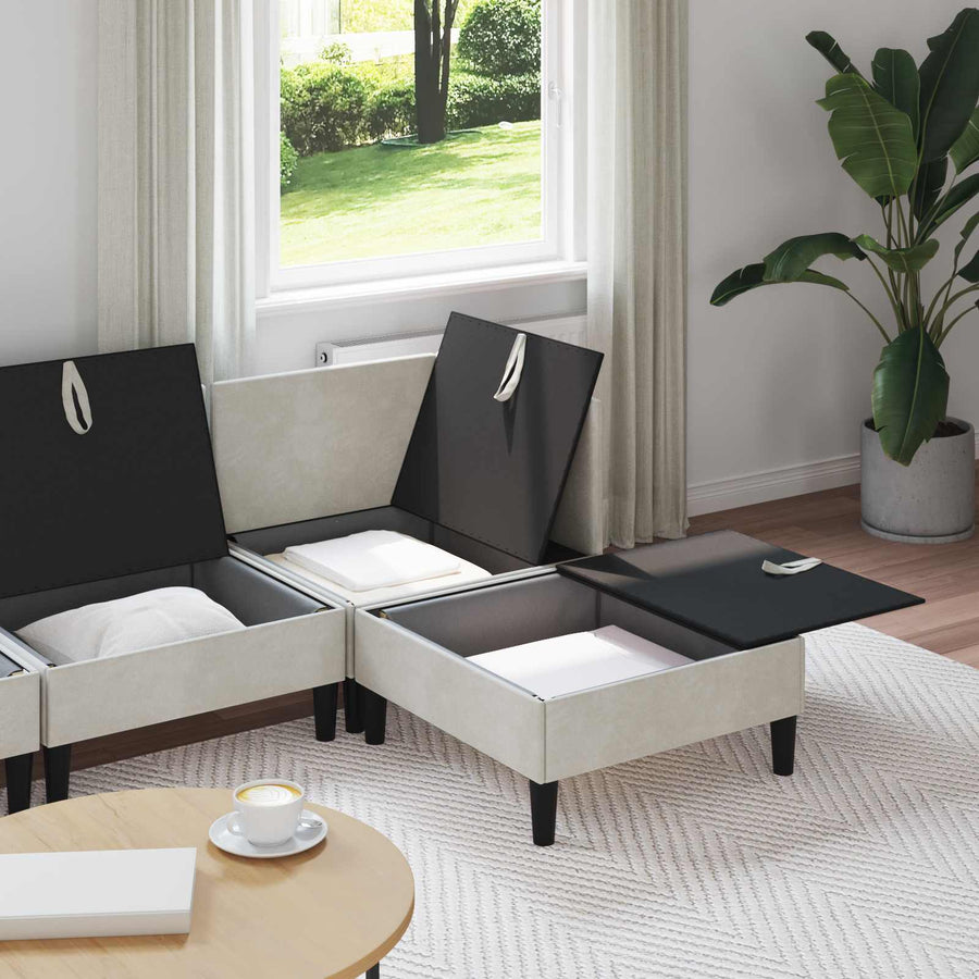 Woonkamer Meubelset met kussen 4 pcs Crèmekleurig Fluweel
