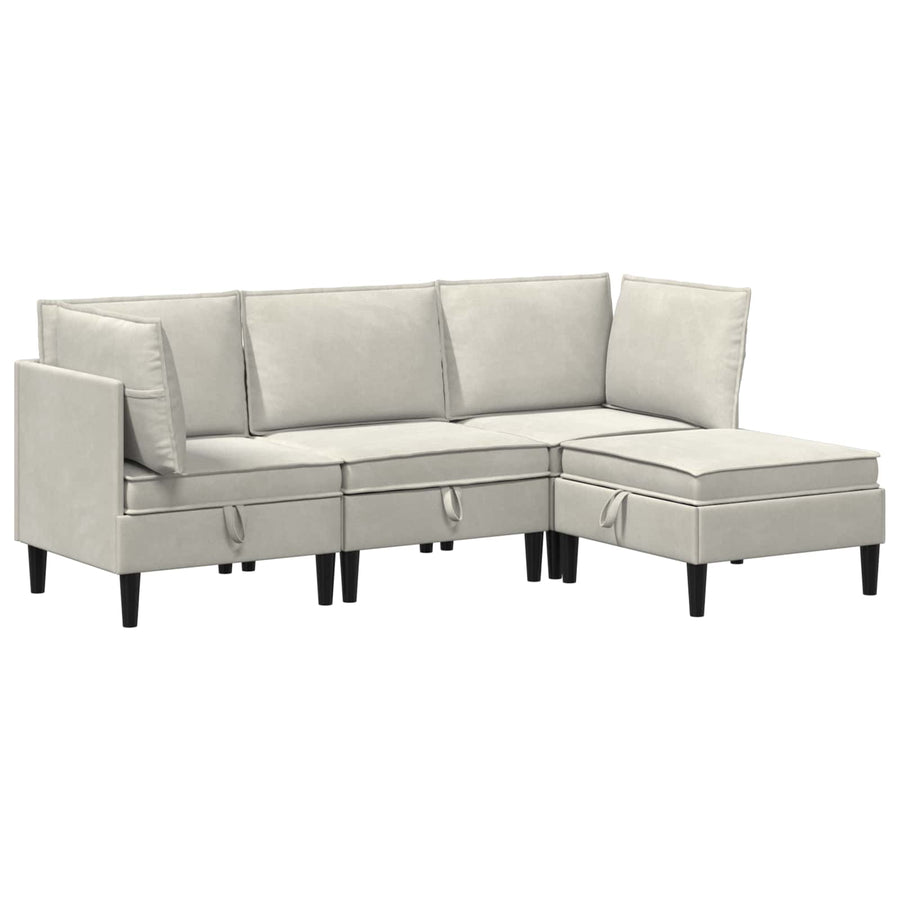 Woonkamer Meubelset met kussen 4 pcs Crèmekleurig Fluweel