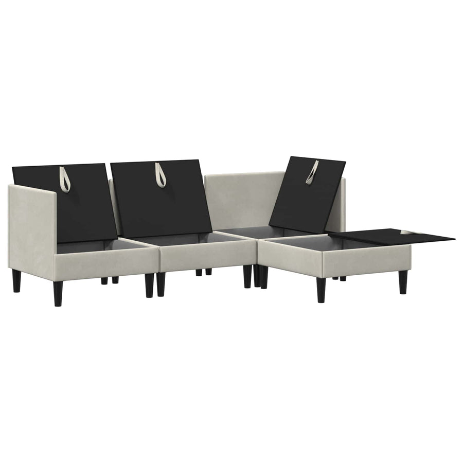 Woonkamer Meubelset met kussen 4 pcs Crèmekleurig Fluweel