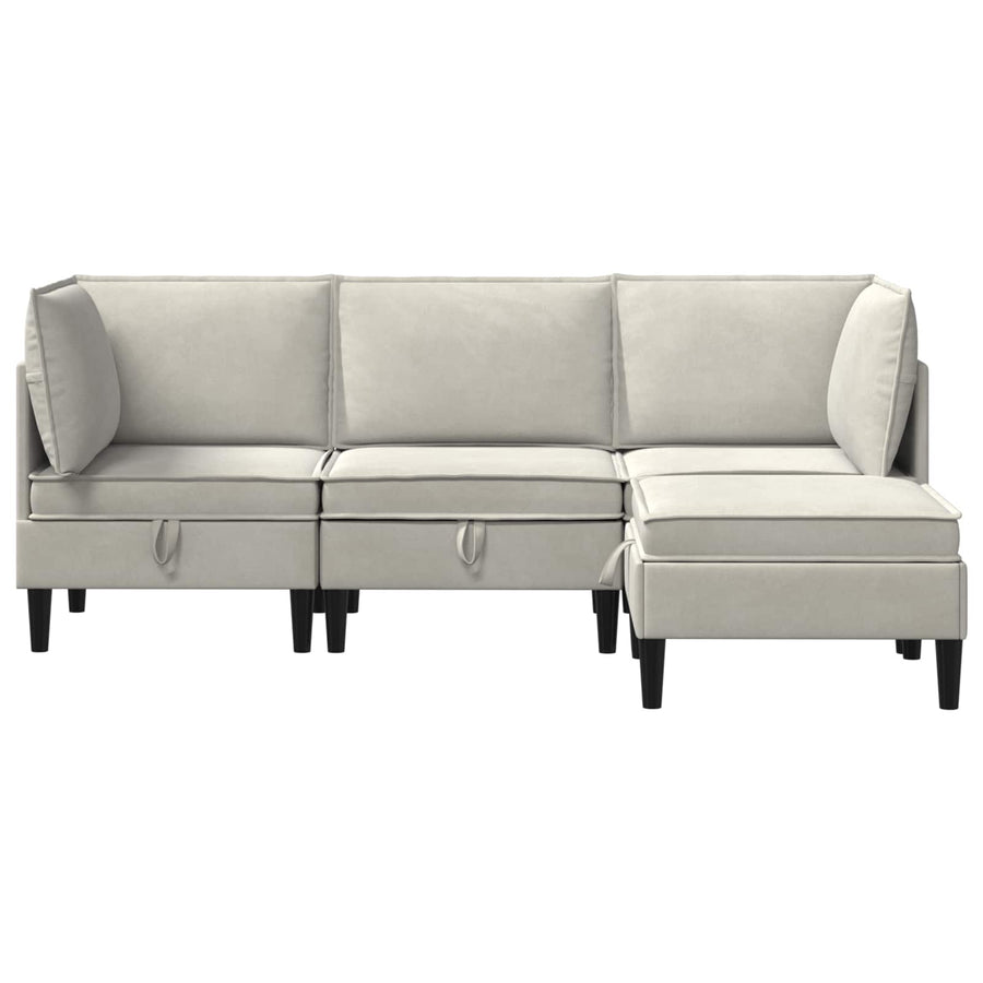 Woonkamer Meubelset met kussen 4 pcs Crèmekleurig Fluweel