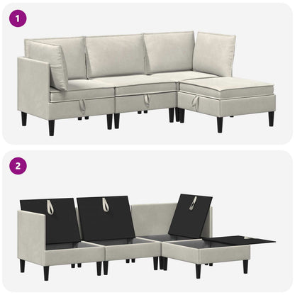 Woonkamer Meubelset met kussen 4 pcs Crèmekleurig Fluweel