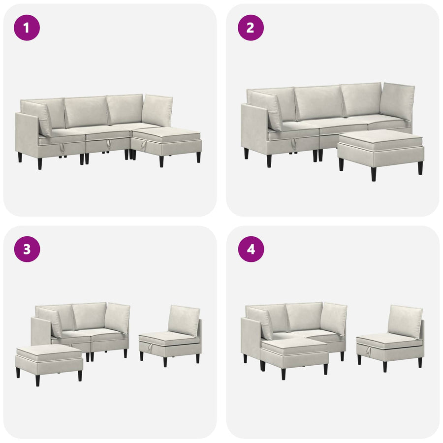 Woonkamer Meubelset met kussen 4 pcs Crèmekleurig Fluweel
